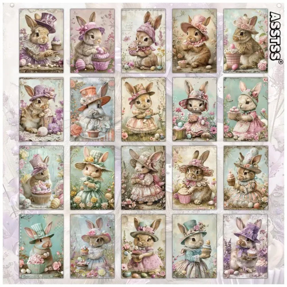 NWT 20 Vintage Easter Bunny Victorian Postcard Set Shabby Chic Crafting Ephemera